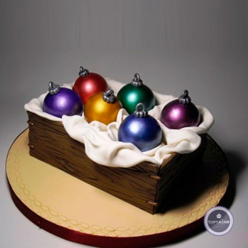 новогодний торт - цветные шары