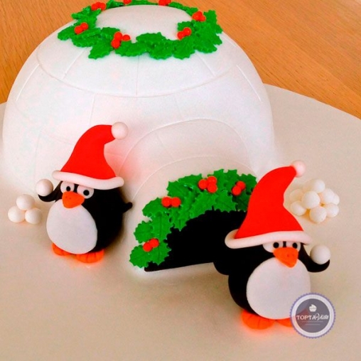 новогодний торт пингвинчики
