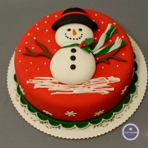 новогодний торт - снеговишка