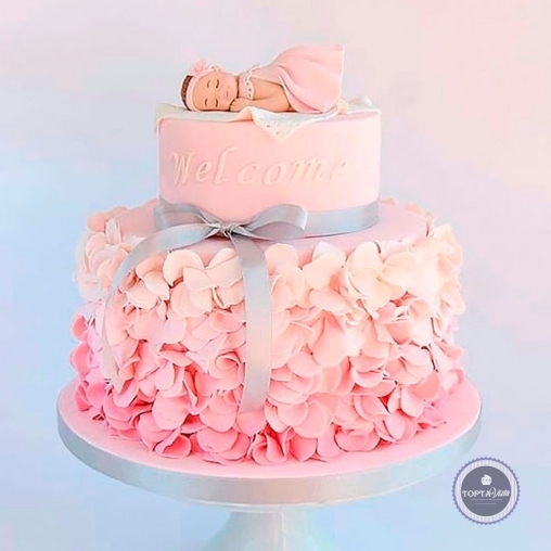 детский торт - розовый комочек