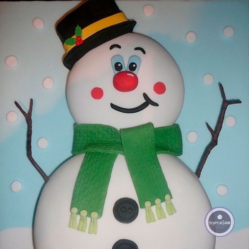 Новогодний торт - Снеговик в шляпке